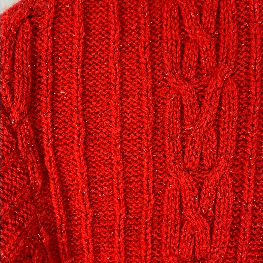 Vintage DVF cable knit red glitter sweater M Diane von furstenberg - Picture 3 of 7